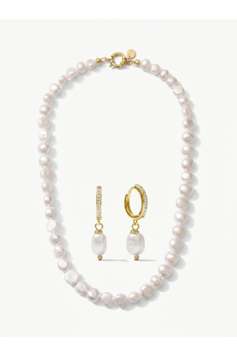 Pete Strand Necklace & Layla Drop Earring Gift Set, Alternate, color, Metallic Gold