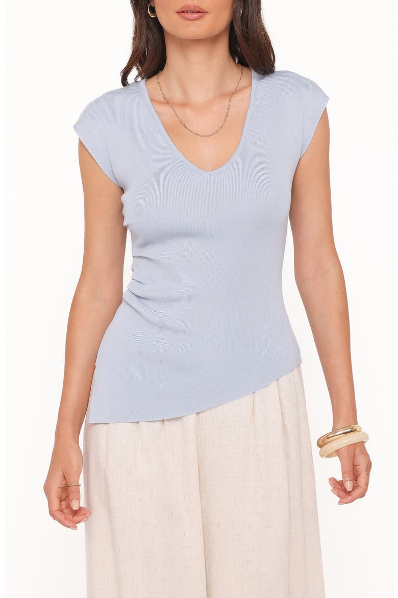 Side Ruched Knit Top, Main, color, LIGHT BLUE