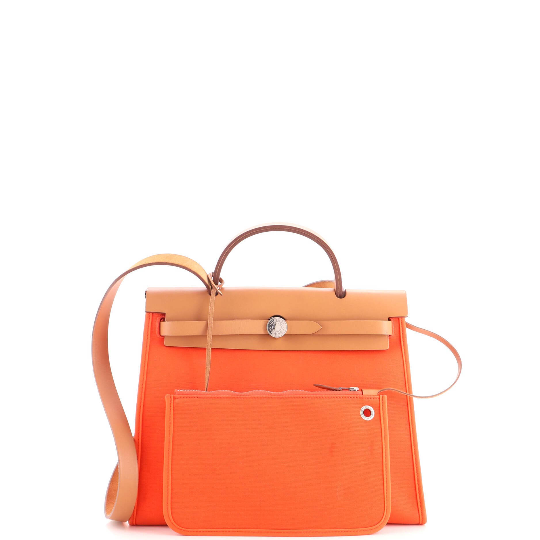 Herbag Zip Leather and Toile 31, Alternate, color, Orange