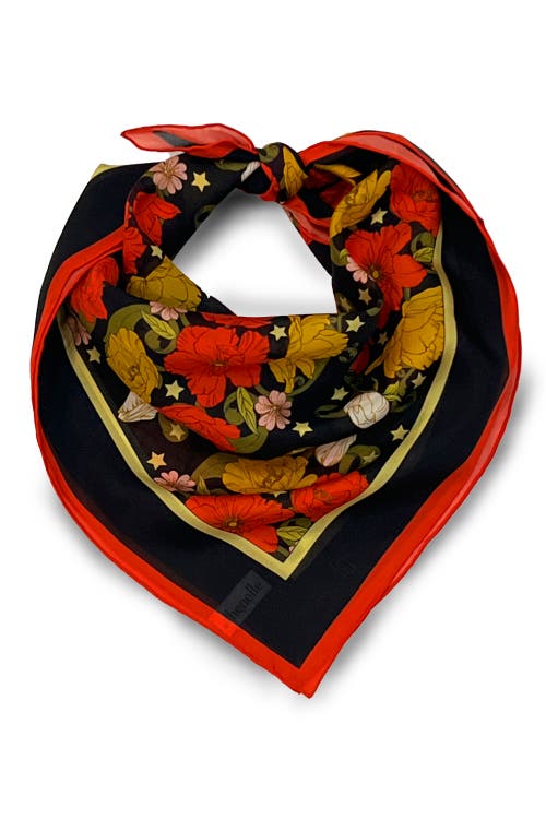 Henelle Women's Black Night Bloom Silk Bandana In Night Bloom