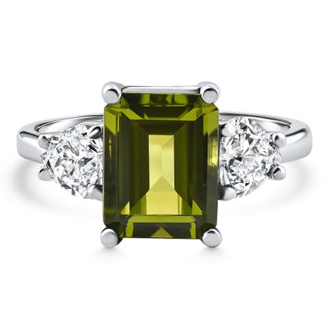 4.15Ct Emerald Peridot 
Heart Diamond Ring 14k Gold