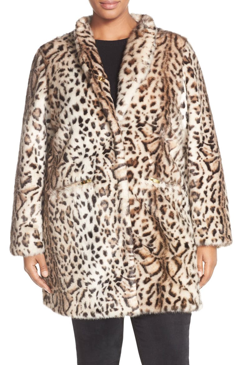 Leopard Print Faux Fur Coat, Main, color, CHEETAH
