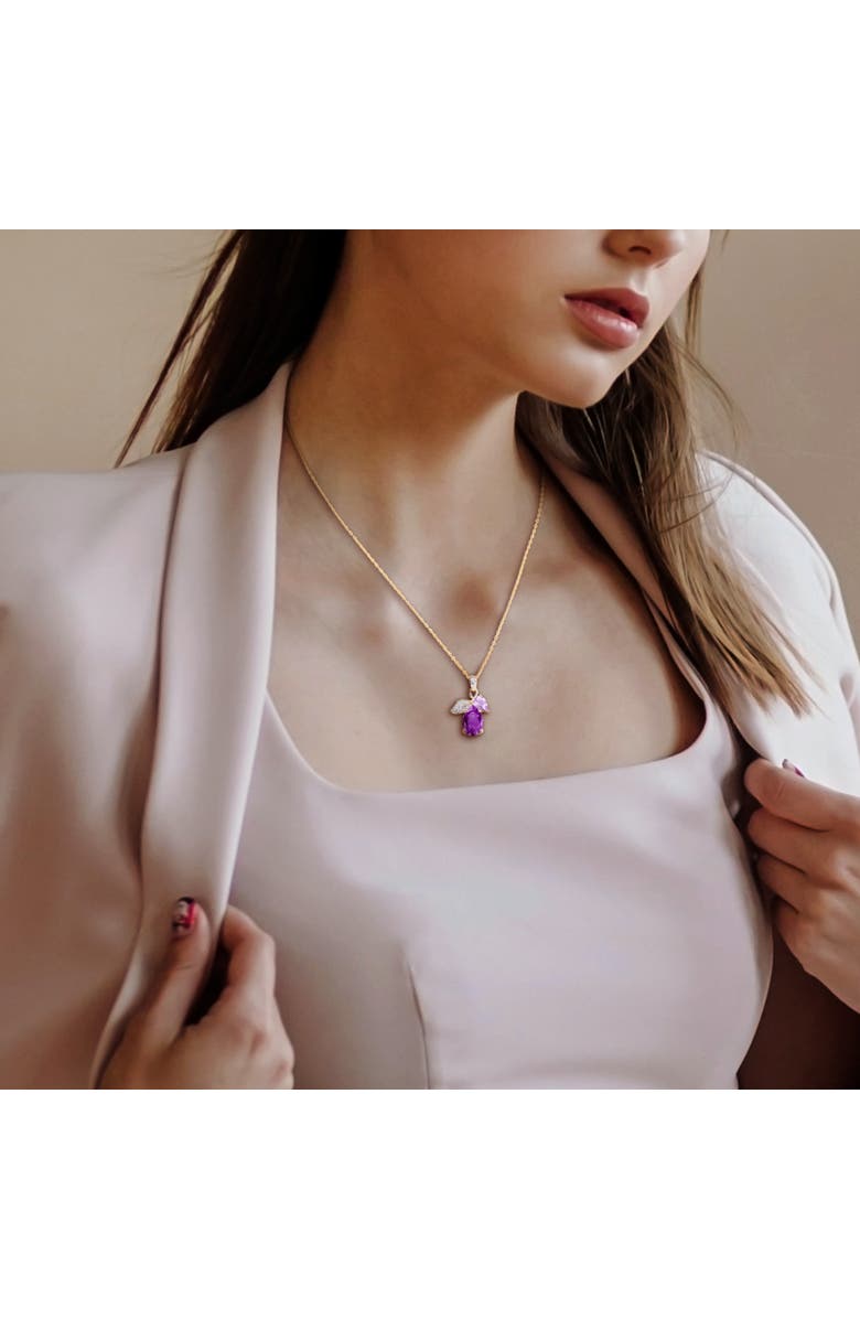 Julianna B. Amethyst & Diamond Leaf Detail Drop Necklace, Alternate, color, Amethyst