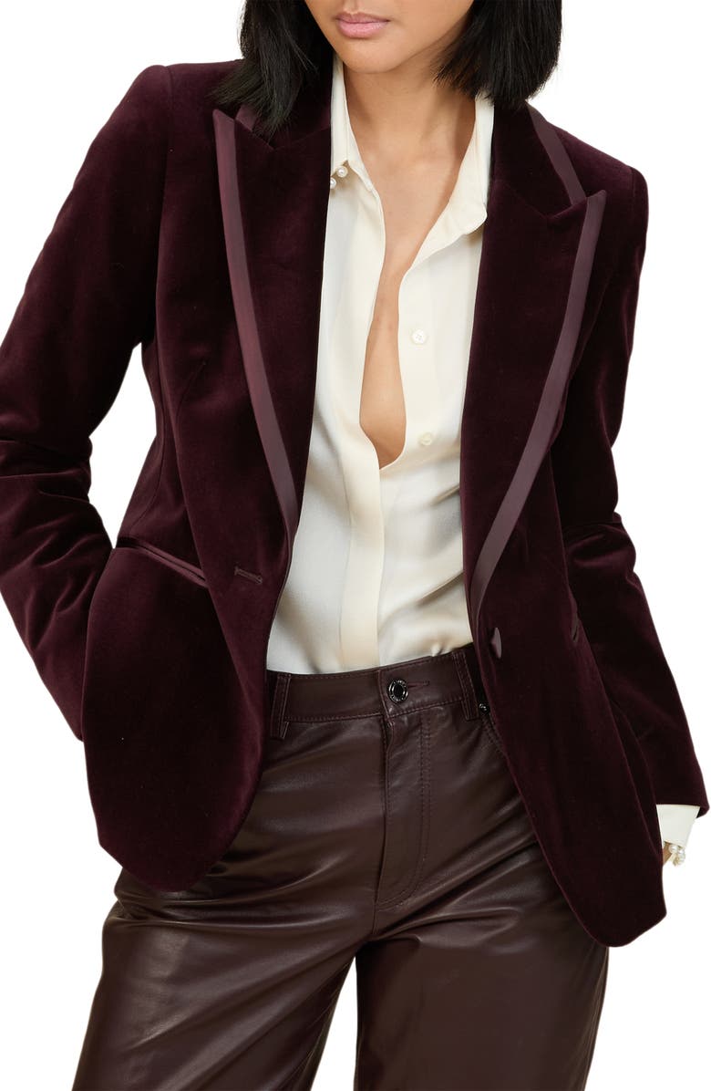 Reiss Elia Cotton Velveteen Blazer, Main, color, Burgundy