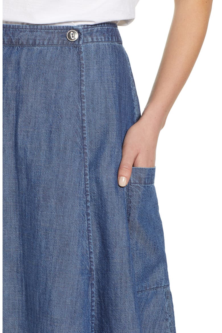 Side Pocket Chambray Wrap Skirt, Alternate, color, CHAMBRAY