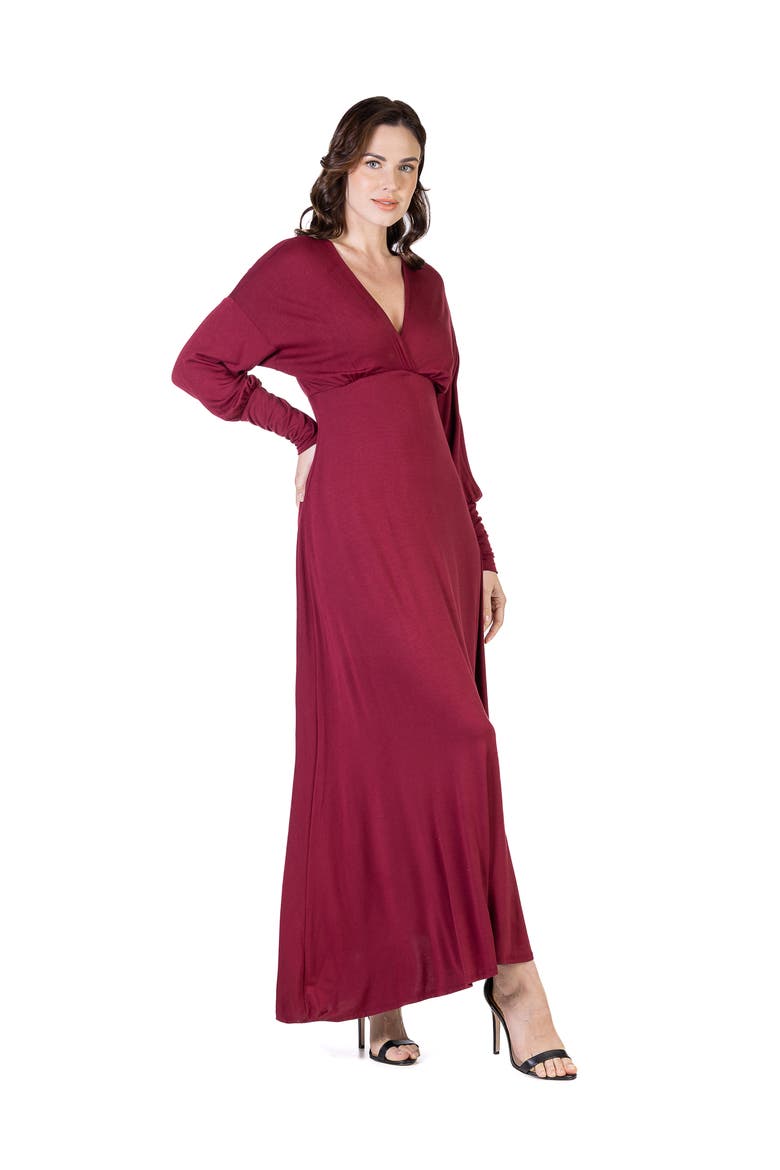 V-Neck Long Sleeve Maxi Dress, Alternate, color, Wine