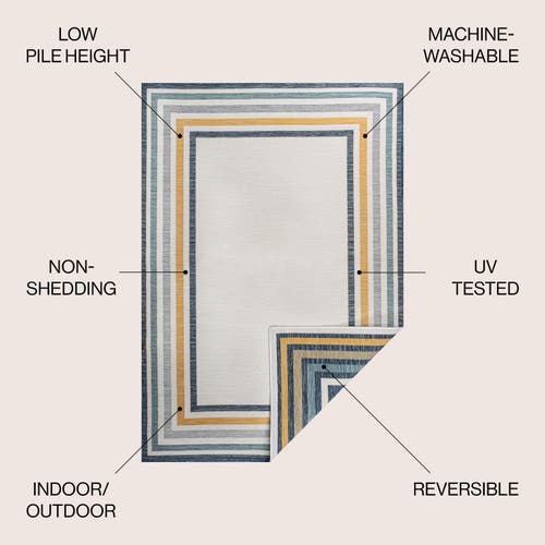 Jonathan Y Pollux Classic Coastal Mitred Stripe Reversible Machine-washable Cream/navy 4 Ft. X 6 Ft. Indoor/out In Cream/navy