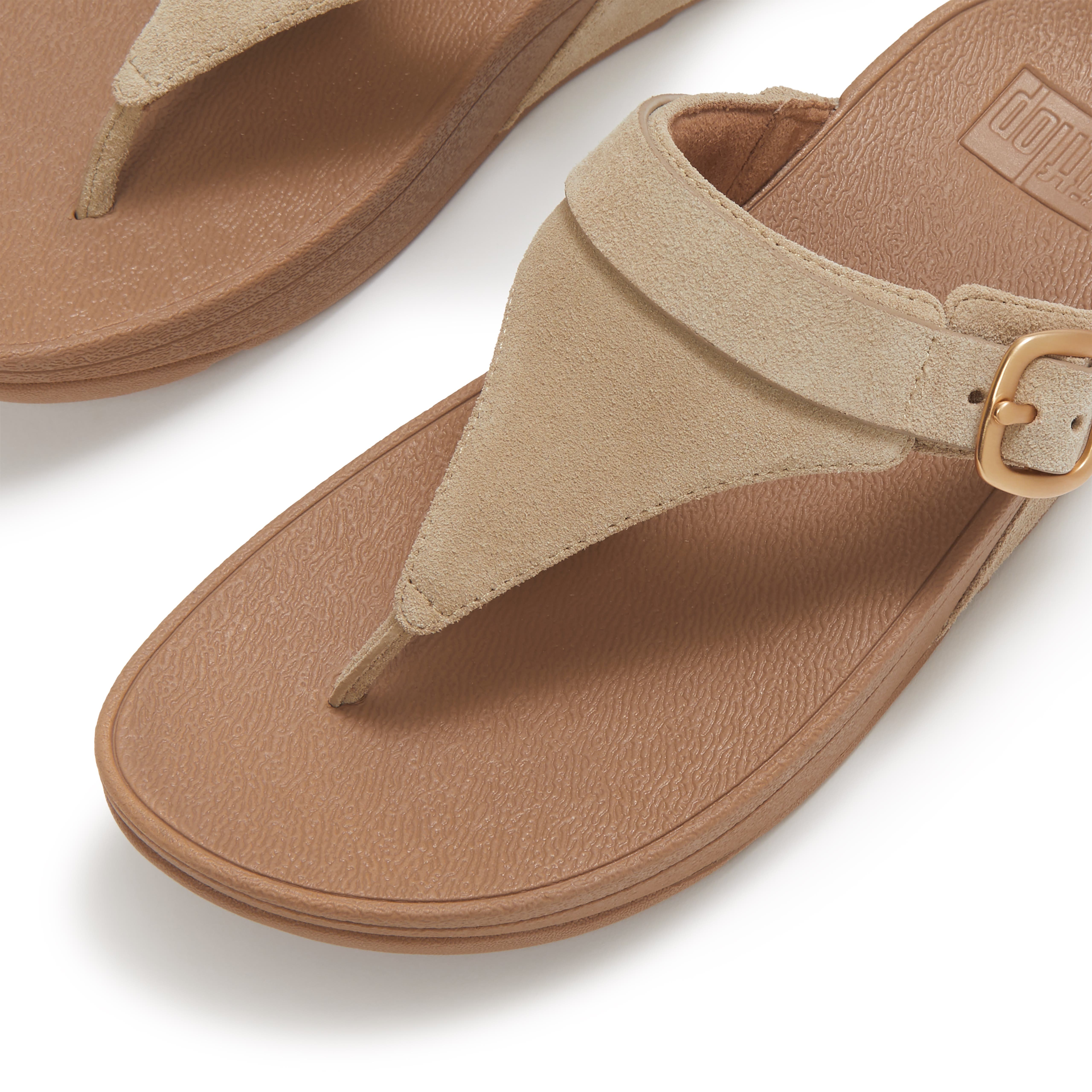 FitFlop Lulu Buckle Suede Toe-Post, Alternate, color, Cappuccino