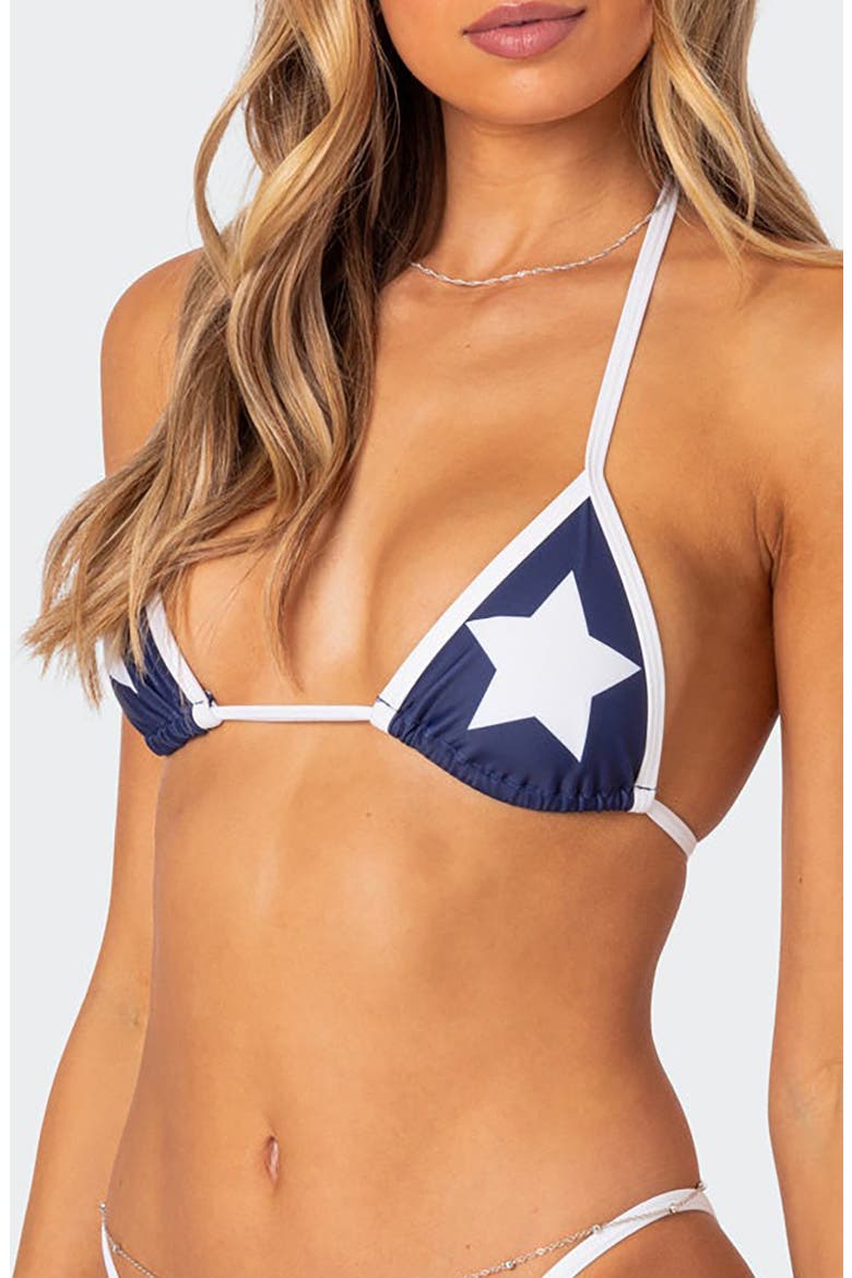 International Girl Triangle Bikini Top, Alternate, color, NAVY