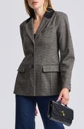 Bagatelle Knit Jaquard Hourglass Blazer with Corduroy Collar
