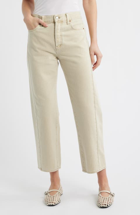Pieced Barrel Leg Jeans (Faded Khaki)