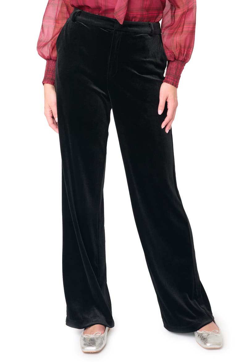 Lindsey Velvet Wide Leg Pants, Main, color, BLACK