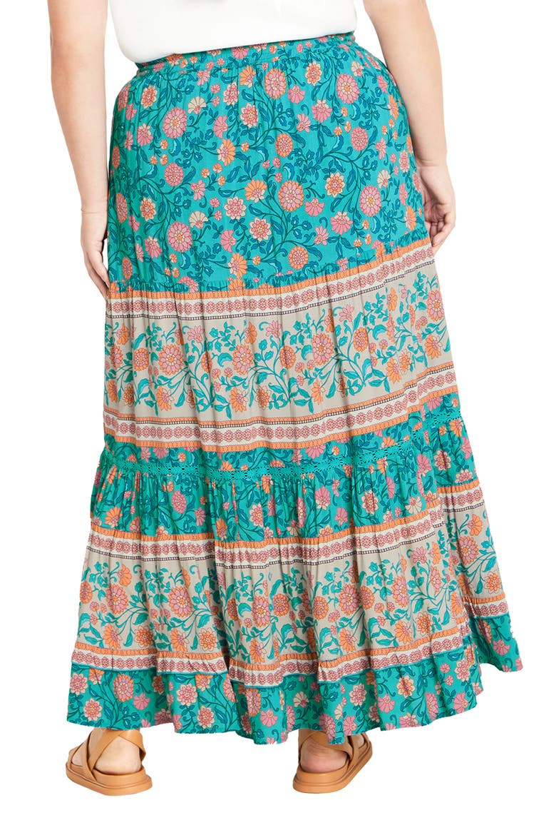 Aurora Print Maxi Skirt, Alternate, color, TURQUOISE