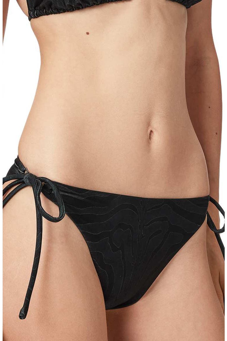 Saph Side Tie Bikini Bottoms, Alternate, color, ZEBRA BLACK