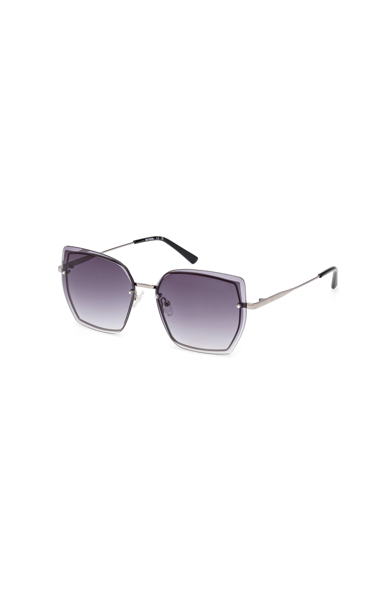 Oversized Square Metal Sunglasses, Main, color, Light Nickeltin