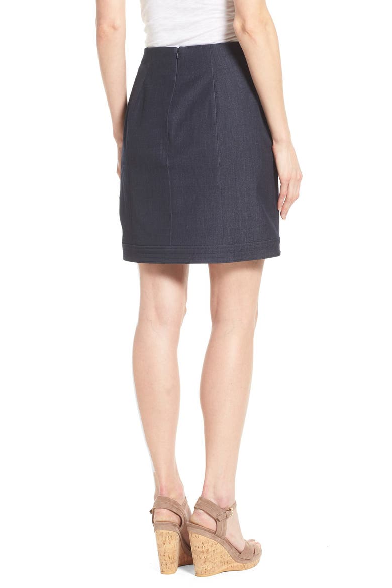 Denim Faux Wrap Miniskirt, Alternate, color, DARK INDIGO