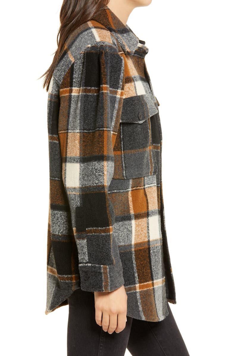 Treasure & Bond Plaid Puff Sleeve Shirt Jacket, Alternate, color, 