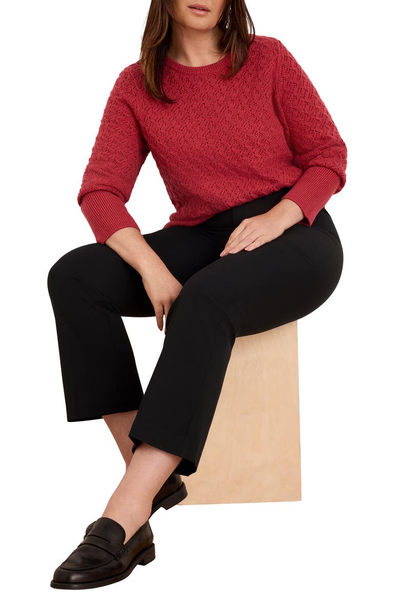 Sterling Shimmer Pointelle Stitch Sweater, Alternate, color, RED MAPLE