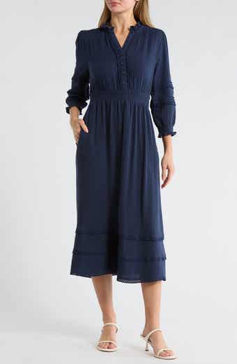 Ellen Tracy Button Front Gauze Dress