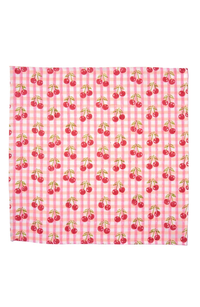Inner Child Cherry Blockprint Napkins - Set of 4, Alternate, color, Red Gingham