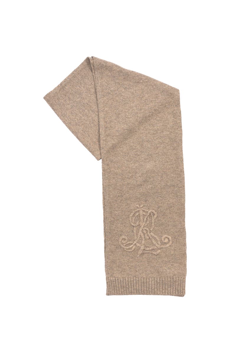 Lauren Ralph Lauren Embroidered Logo Scarf, Alternate, color, Dark Taupe Htr