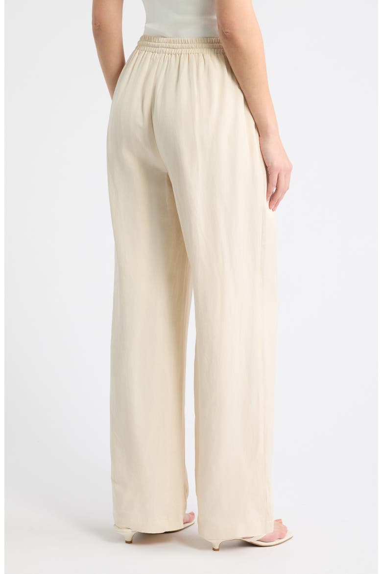 High Waist Wide Leg Linen Blend Pants, Alternate, color, CREAM