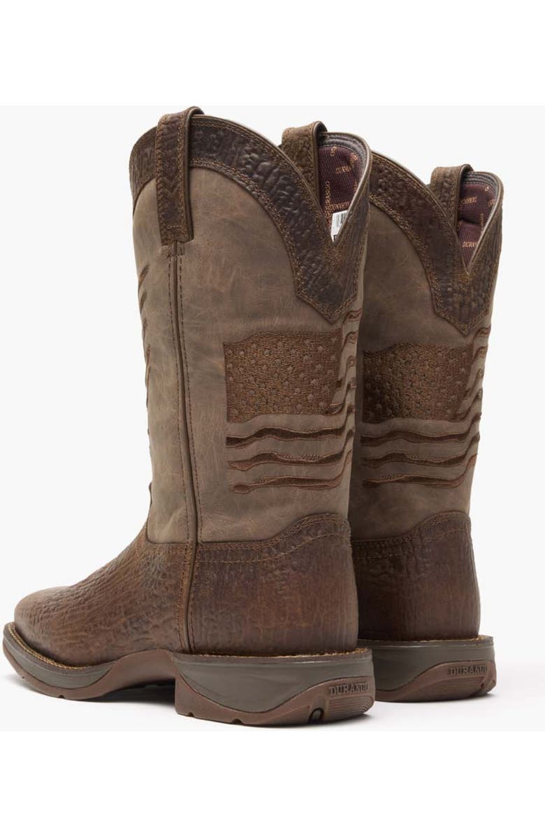 DURANGO Brown Distressed Flag Embroidery Western Boot, Alternate, color, Acorn