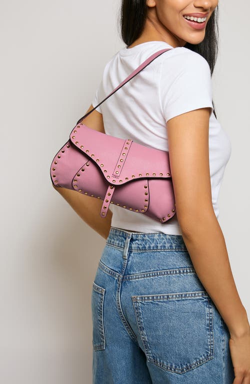 Aimee Armour Leather Baguette Shoulder Bag In Pink