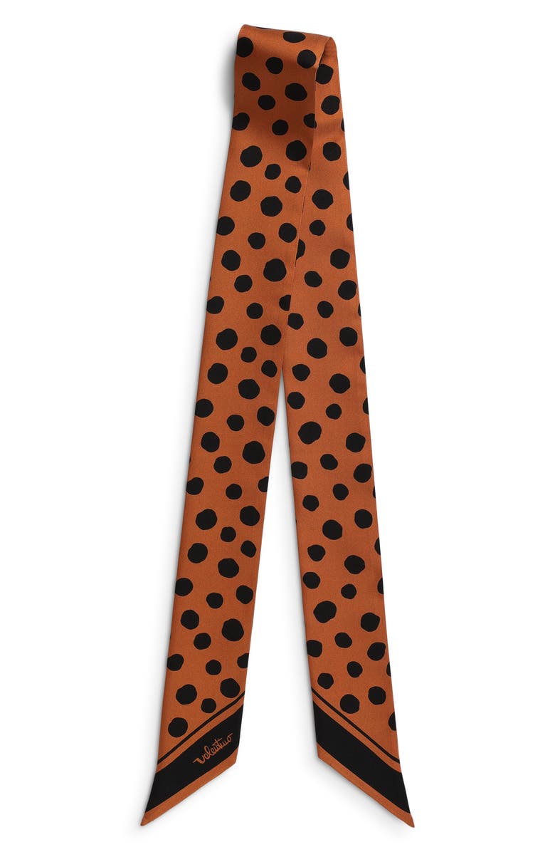 Valentino Garavani Dalmatian Polka Dot Silk Skinny Scarf, Main, color, Orange