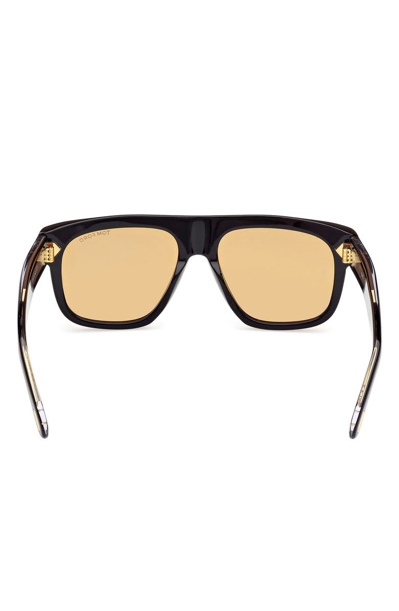 TOM FORD Icon 56mm Pilot Sunglasses, Alternate, color, Shiny Black / Brown