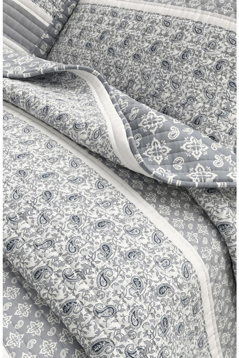Stripe Quilt & Sham Set, Alternate, color, GREY