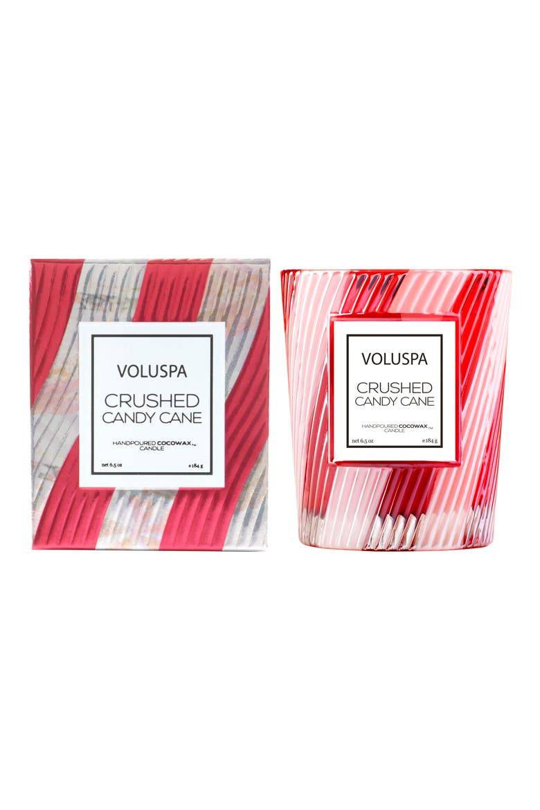 Crushed Candy Cane Boxed Classic Candle, Main, color, RED & WHITE