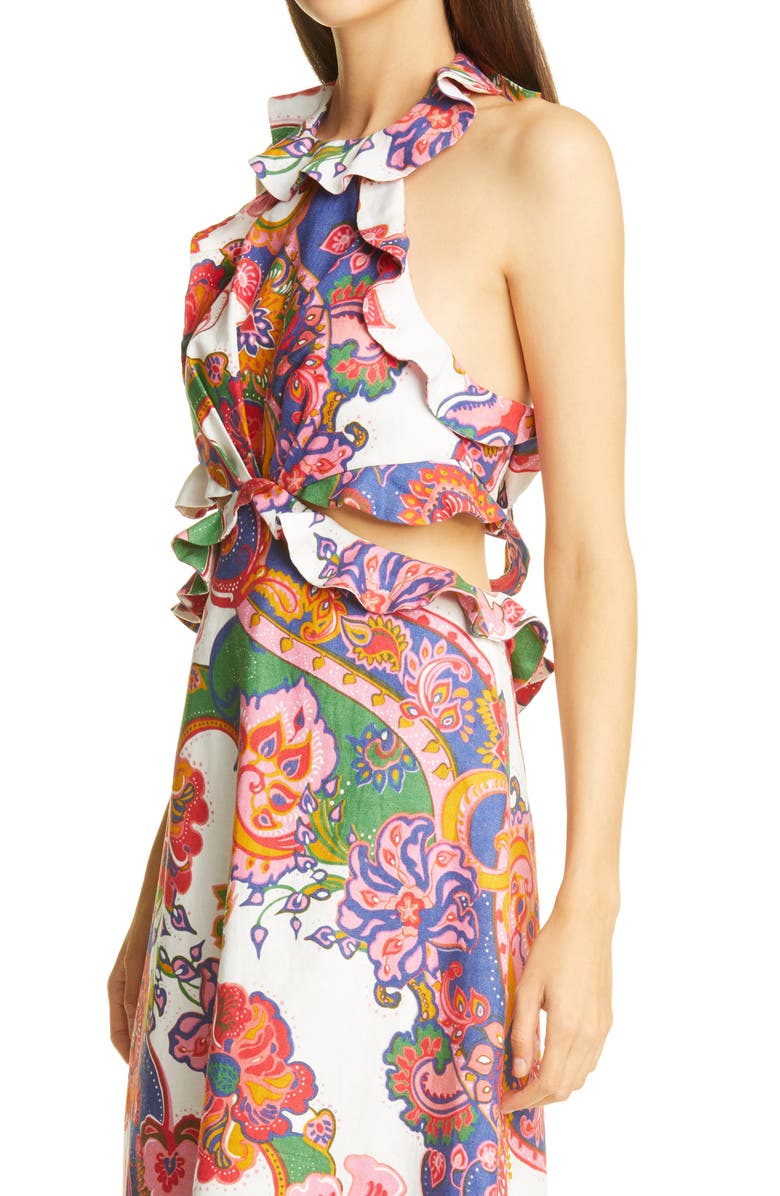 Zimmermann Lovestruck Floral Paisley Tie Back Midi Dress, Alternate, color, 