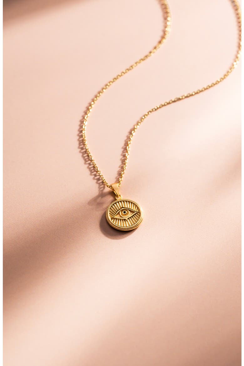 Courage Evil Eye Pendant Necklace, Alternate, color, GOLD