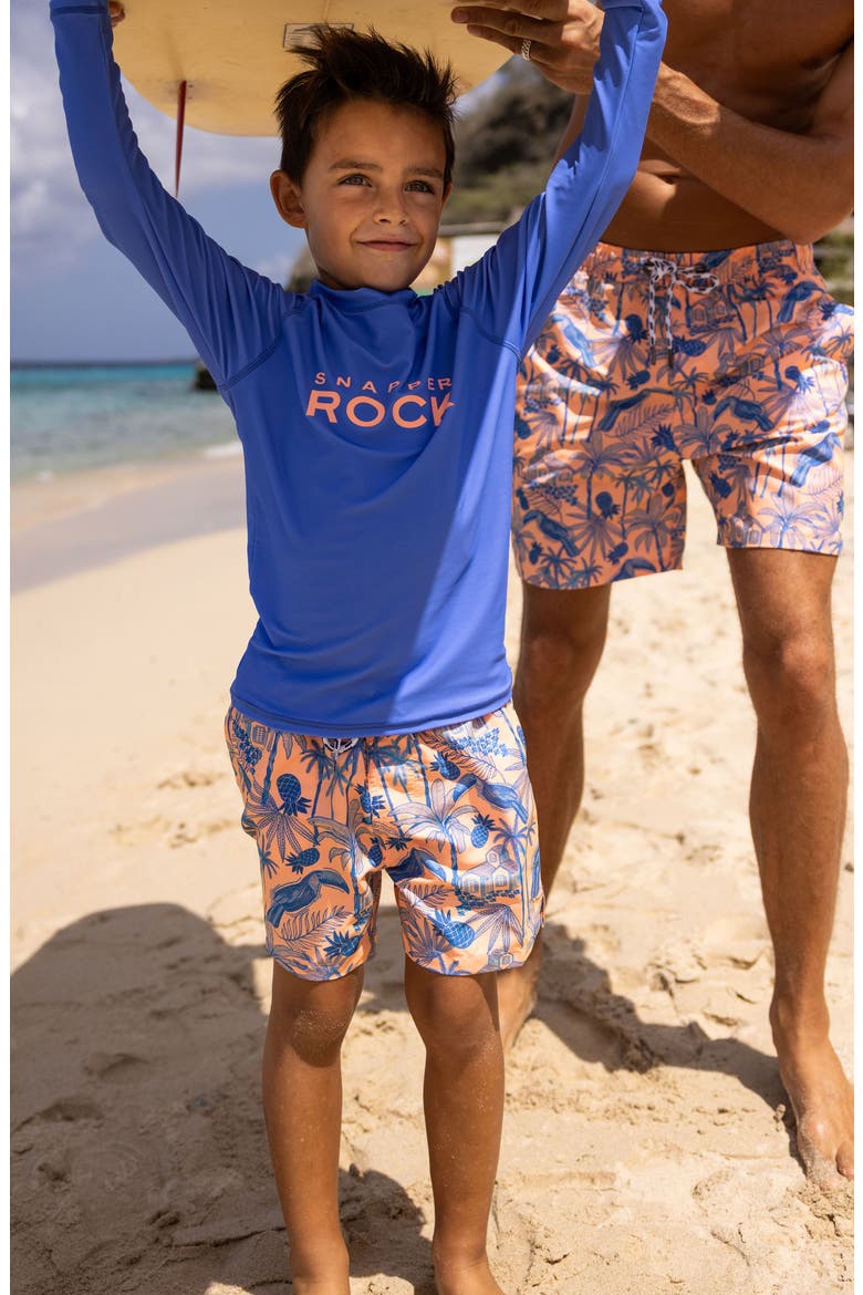 Kids' Tropicana Vacay Swim Trunks, Alternate, color, ORANGE / BLUE