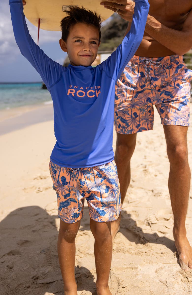Snapper Rock Kids' Tropicana Vacay Swim Trunks, Alternate, color, Orange / Blue