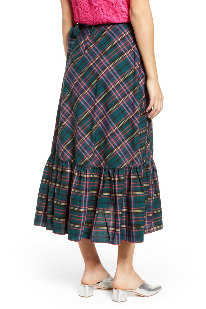 Plaid Ruffle Wrap Skirt, Alternate, color, J.CREW SIG PLAID