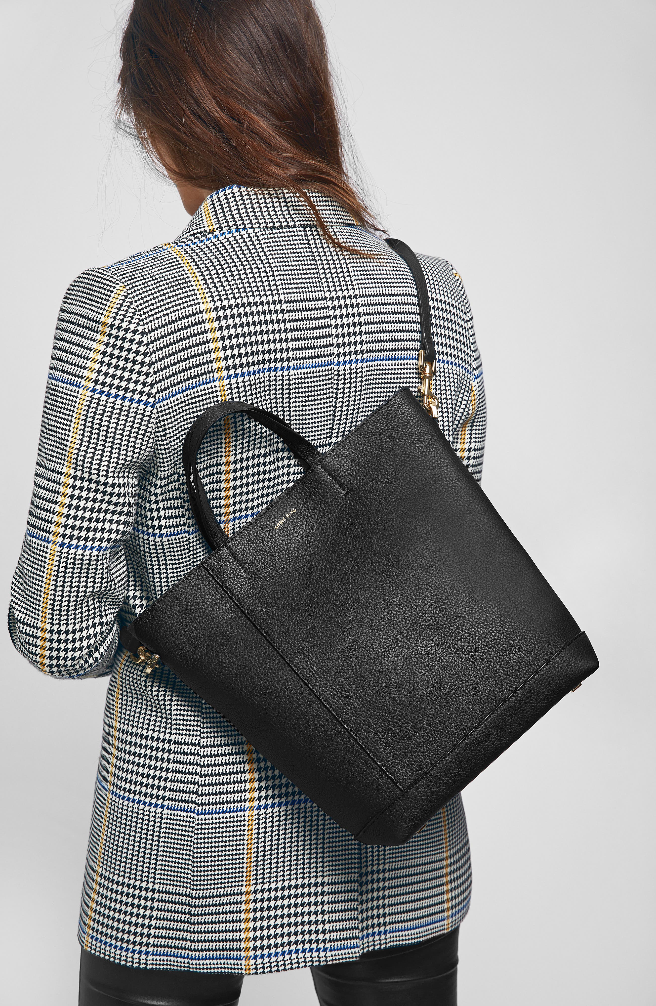 ANINE BING Lyon Water Repellent Leather Tote, Alternate, color, 