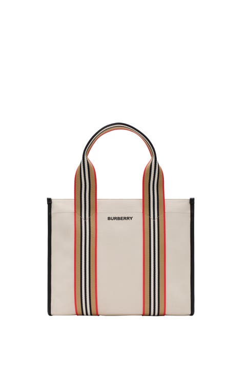 Small Icon Stripe Trim Canvas Tote
