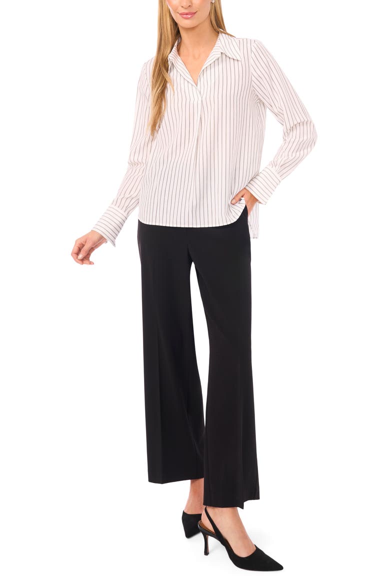 Stripe Johnny Collar Shirt, Alternate, color, NEW IVORY