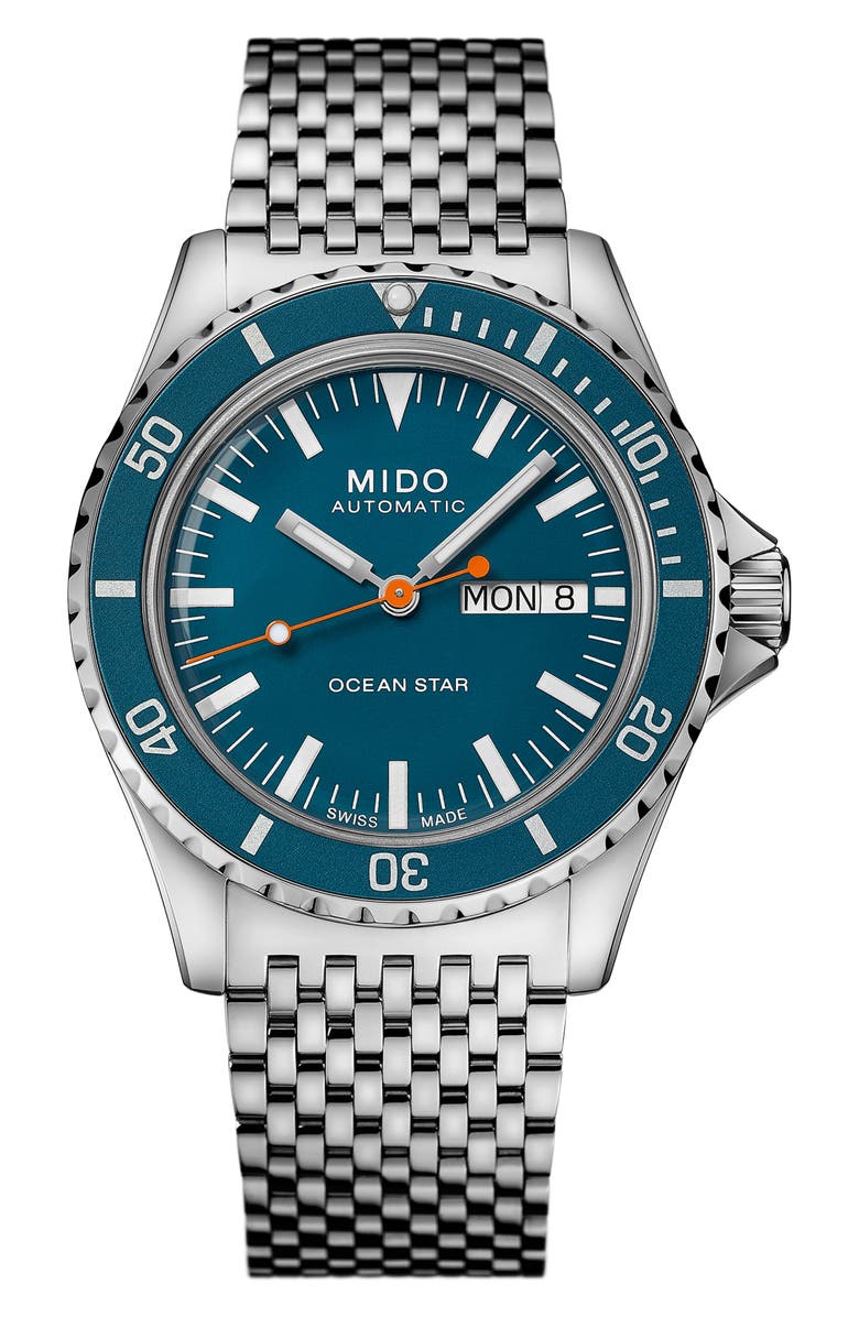 MIDO Ocean Star Tribute Automatic Watch, 40.5mm, Main, color, Silver/ Blue/ Silver