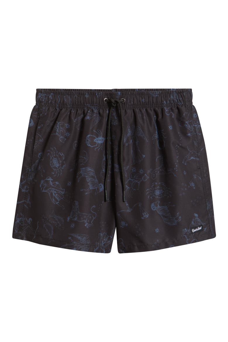 Animal Print Swim Trunks, Alternate, color, BLACK