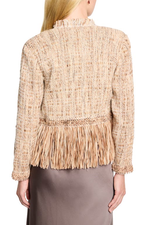 Nic + Zoe Nic+zoe Cork Fringe Knit Jacket In Blue