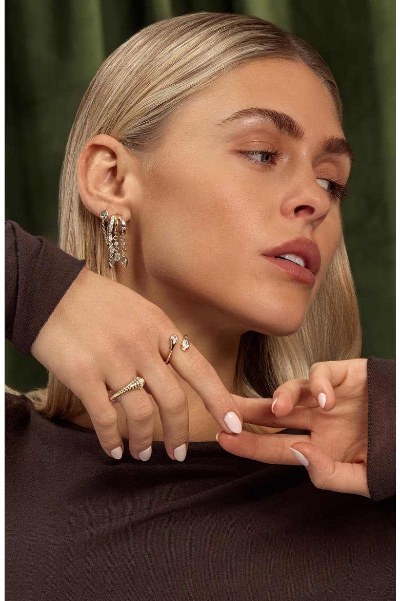 Modern Muse CZ Charm Hoop Earrings, Alternate, color, GOLD