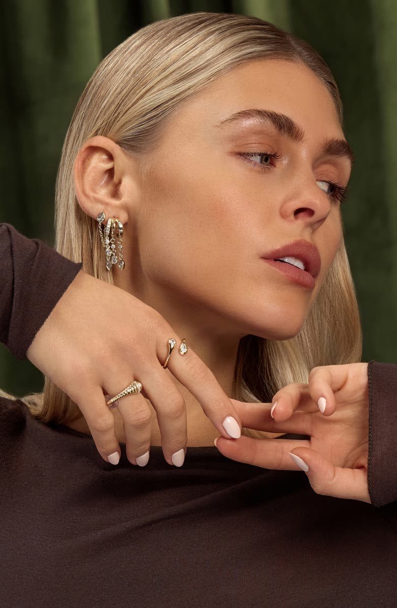 ATHRA LUXE Modern Muse CZ Charm Hoop Earrings, Alternate, color, Gold