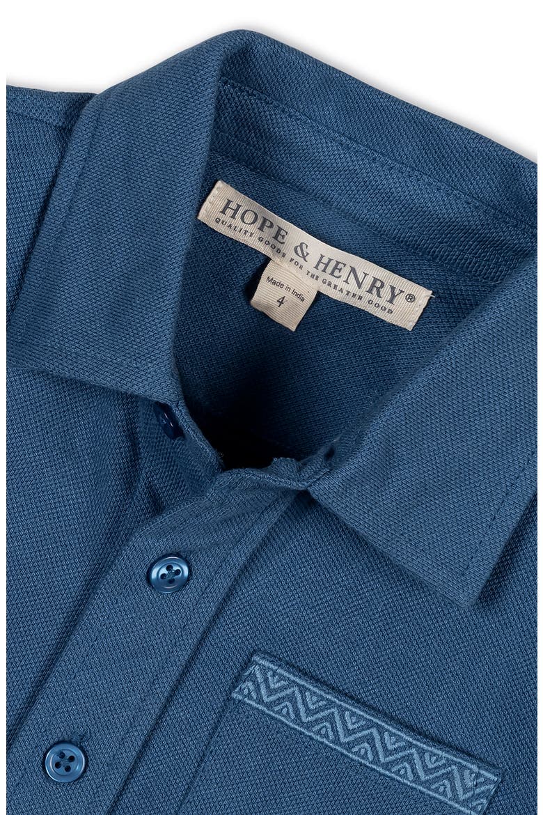 Kids' Organic Short Sleeve Pique Shirt, Alternate, color, Stone Blue
