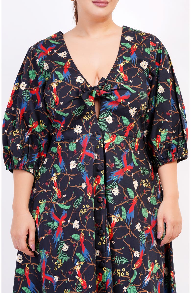 Leota Adriana Tie-Front Midi Dress, Alternate, color, Macaw