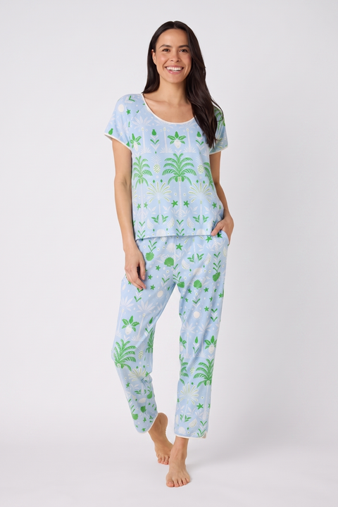 Pima Knit Short Sleeved Simple Set Conversational