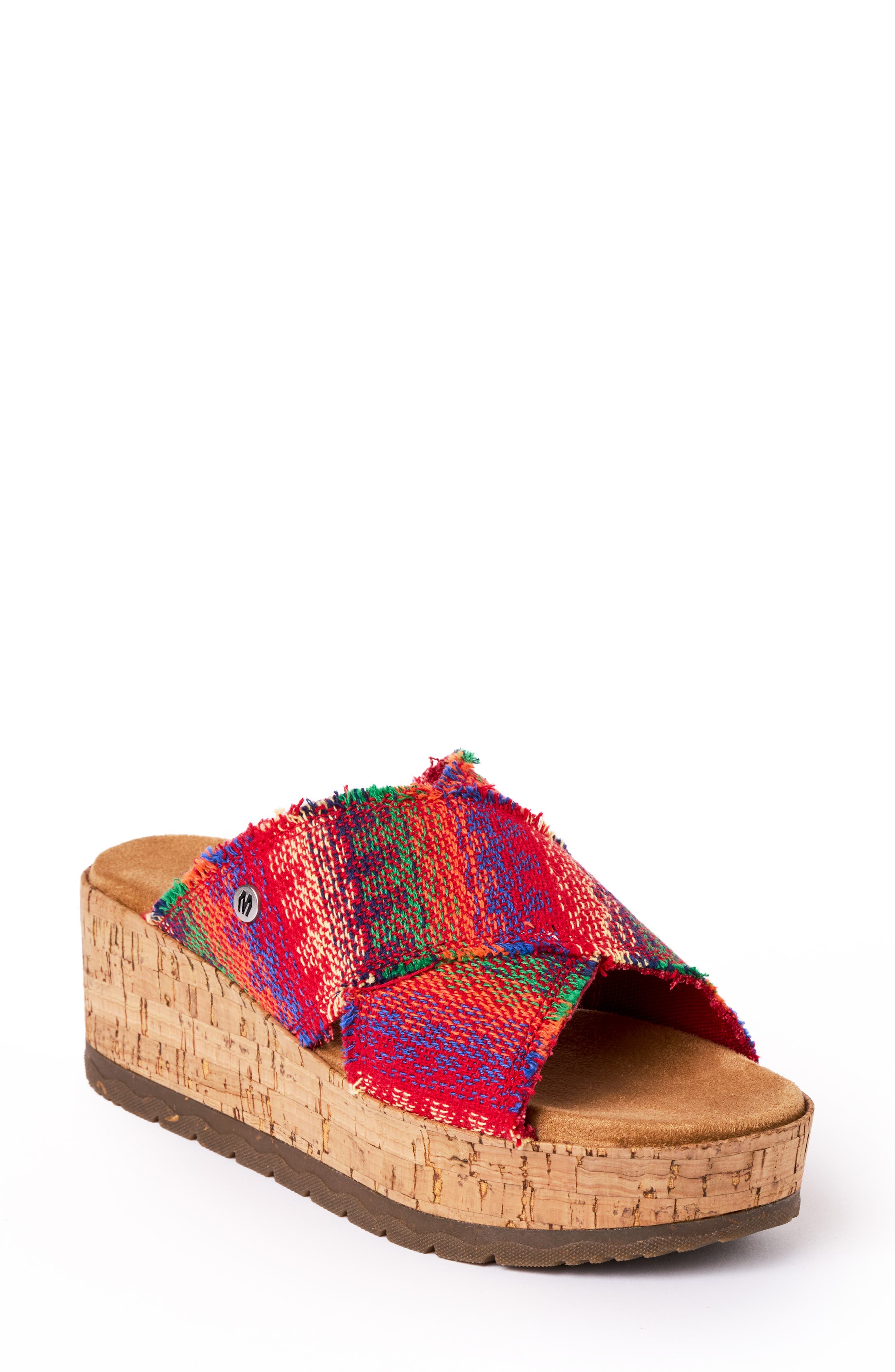 Minnetonka Posey Platform Wedge Slide Sandal, Main, color, Horizon Multi