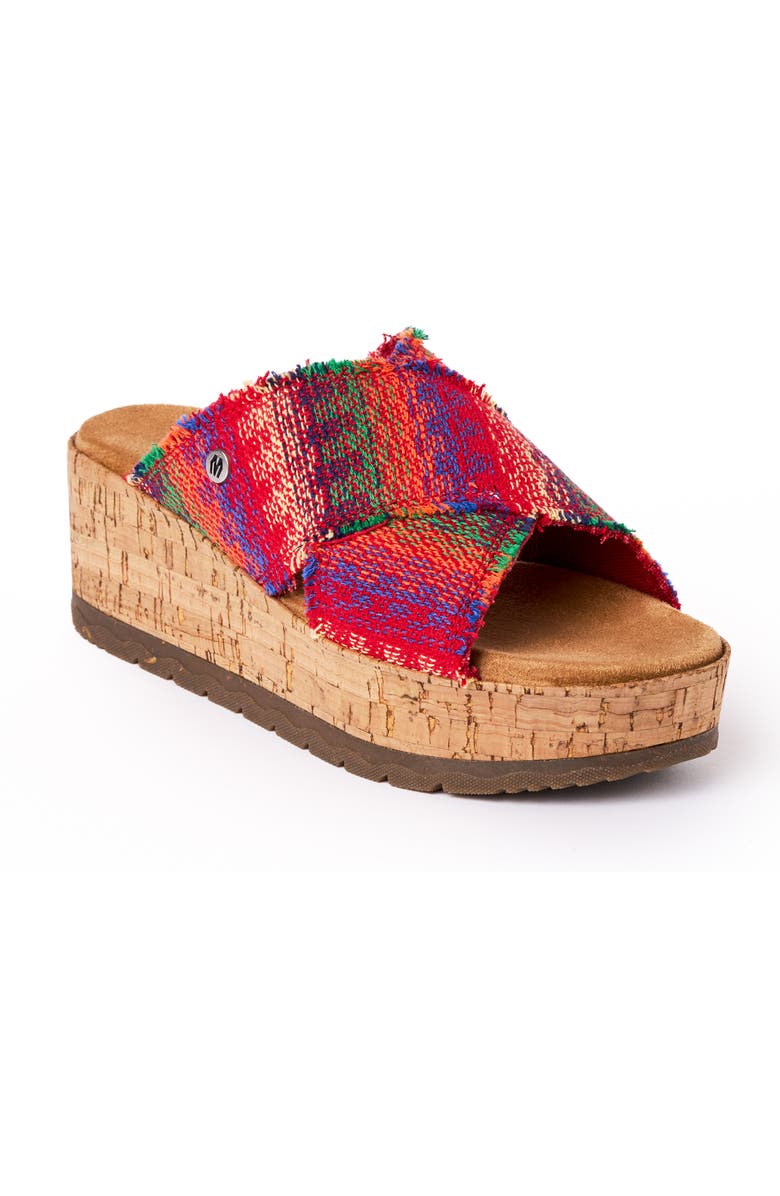 Minnetonka Posey Platform Wedge Slide Sandal, Main, color, Horizon Multi